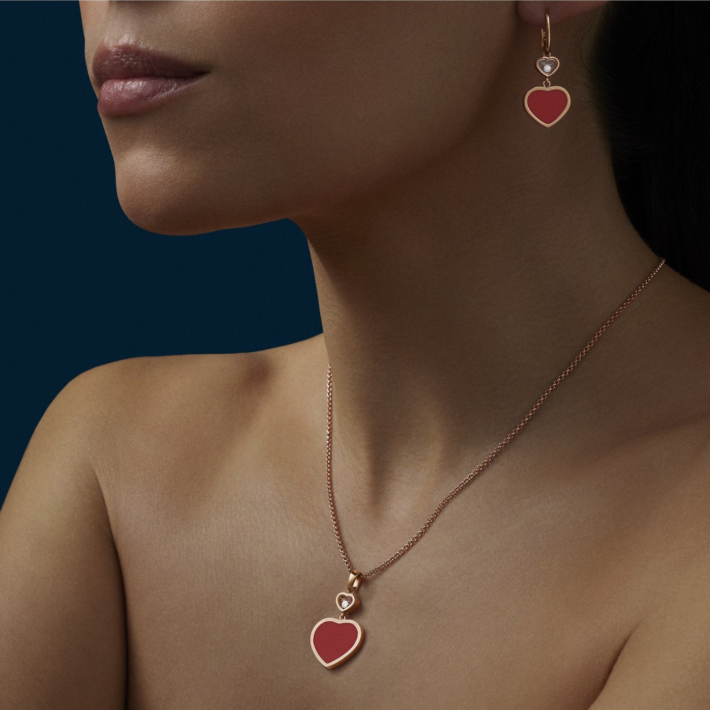HAPPY HEARTS PENDANT, ETHICAL ROSE GOLD, DIAMOND, CARNELIAN 797482-5820