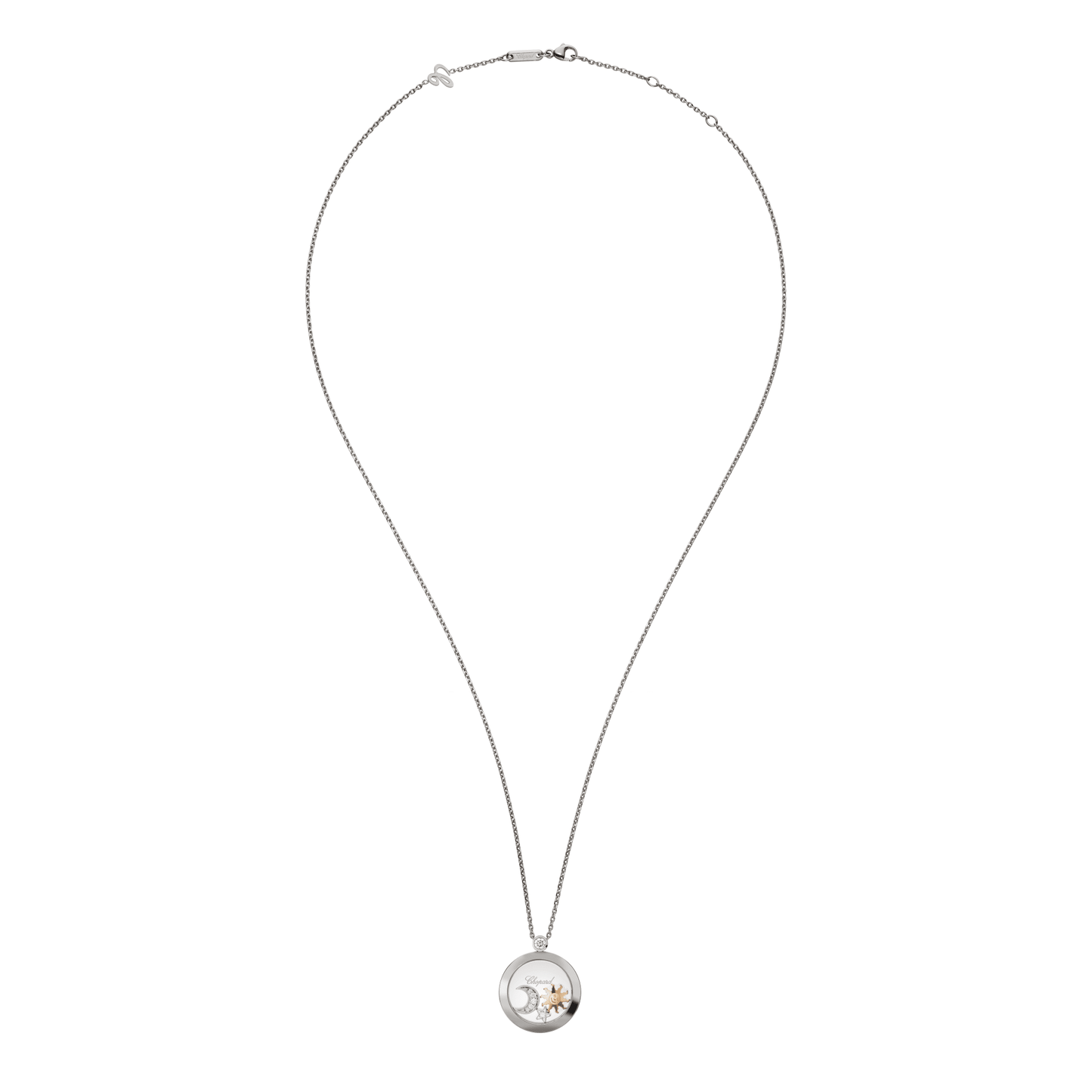HAPPY SUN, MOON AND STARS PENDANT, ETHICAL WHITE GOLD, DIAMONDS 799434-1201
