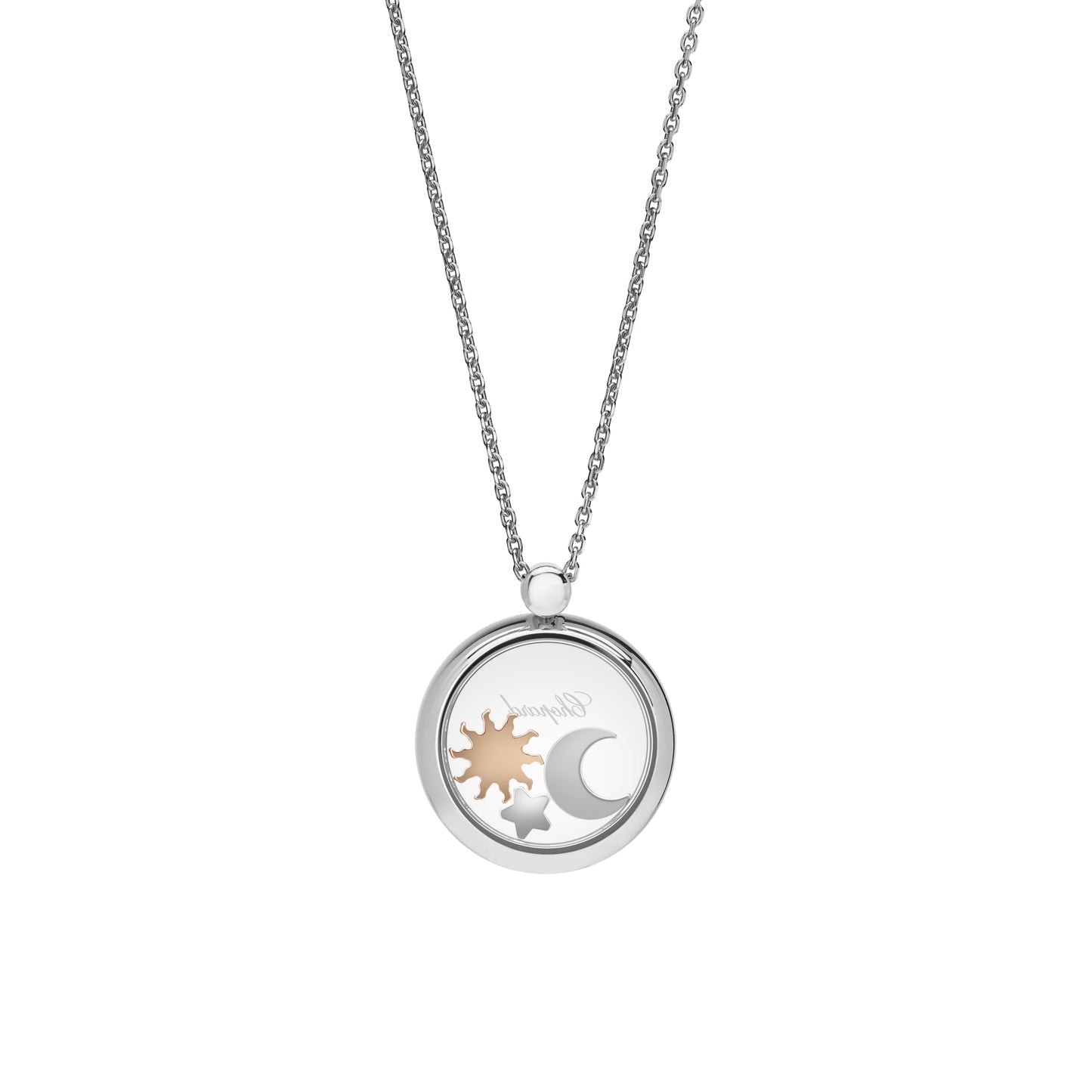 HAPPY SUN, MOON AND STARS PENDANT, ETHICAL WHITE GOLD, DIAMONDS 799434-1201
