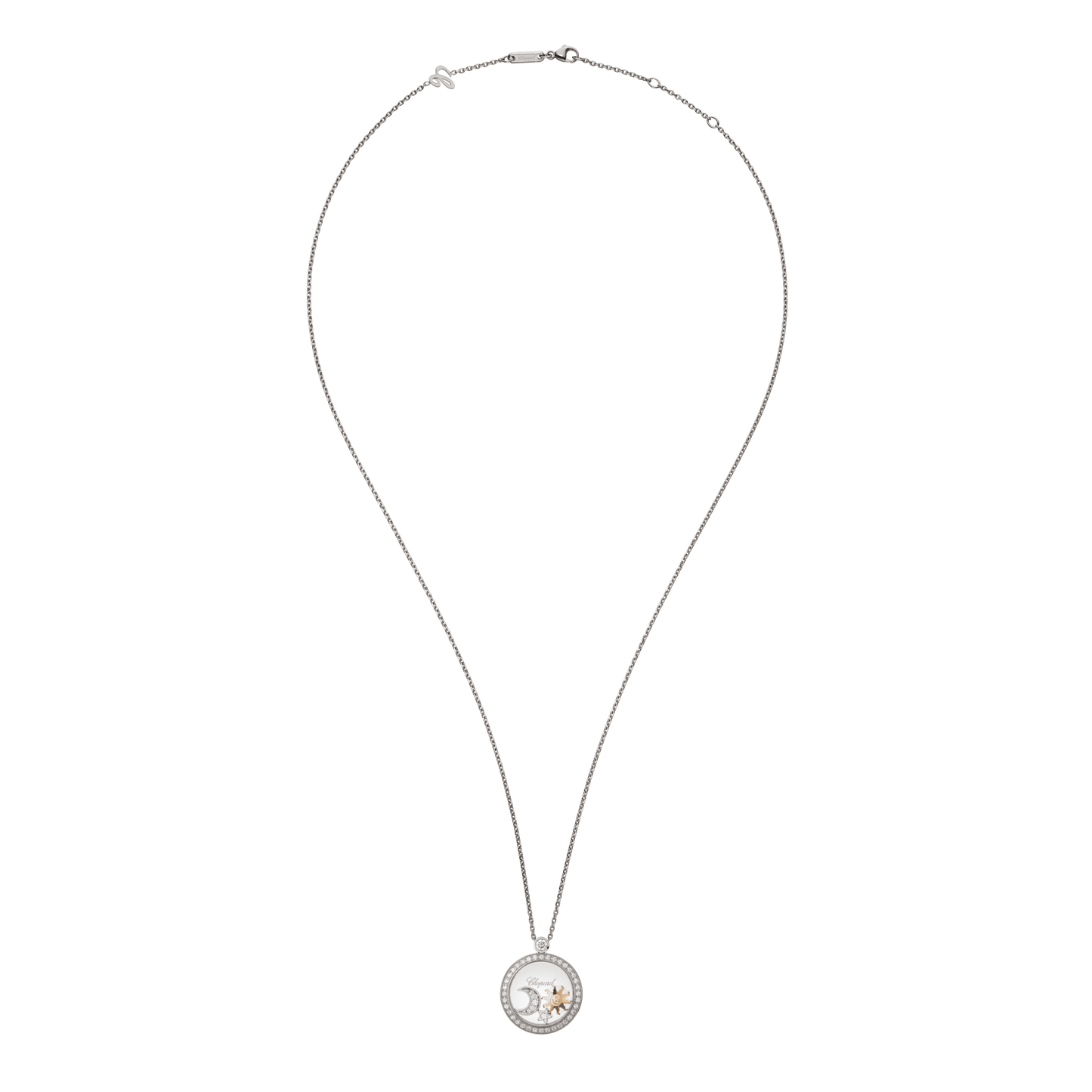 HAPPY SUN, MOON AND STARS PENDANT, ETHICAL WHITE GOLD, DIAMONDS 799434-1401