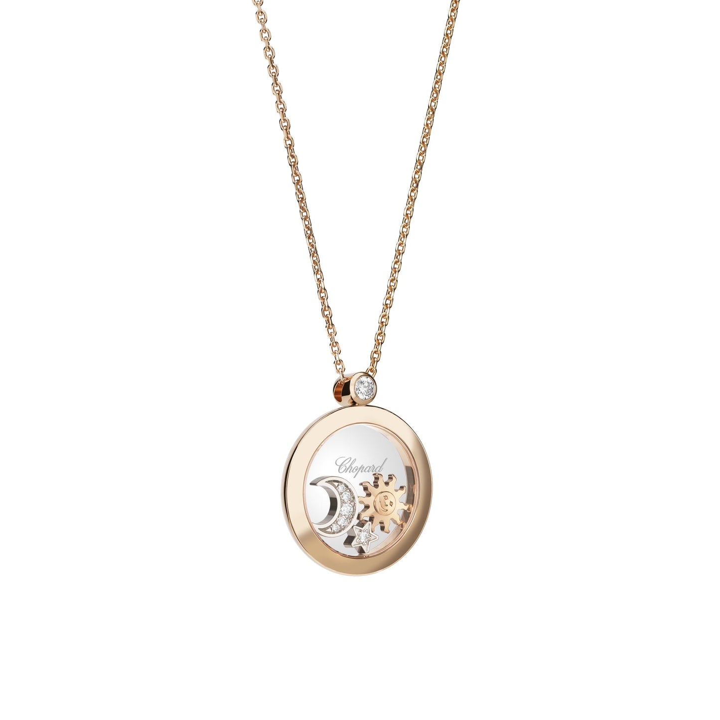 HAPPY SUN, MOON AND STARS PENDANT, ETHICAL ROSE GOLD, DIAMONDS 799434-5201