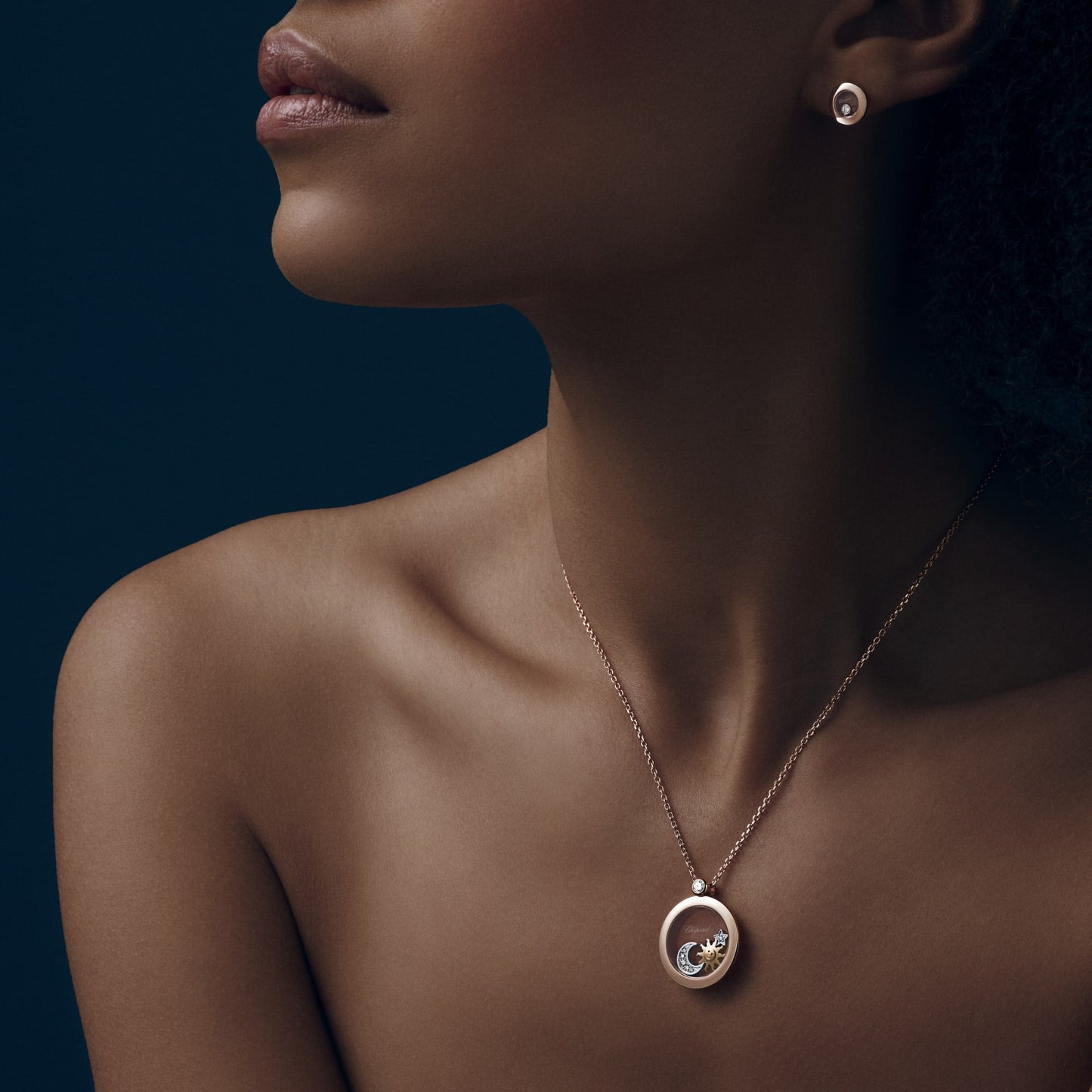 HAPPY SUN, MOON AND STARS PENDANT, ETHICAL ROSE GOLD, DIAMONDS 799434-5201