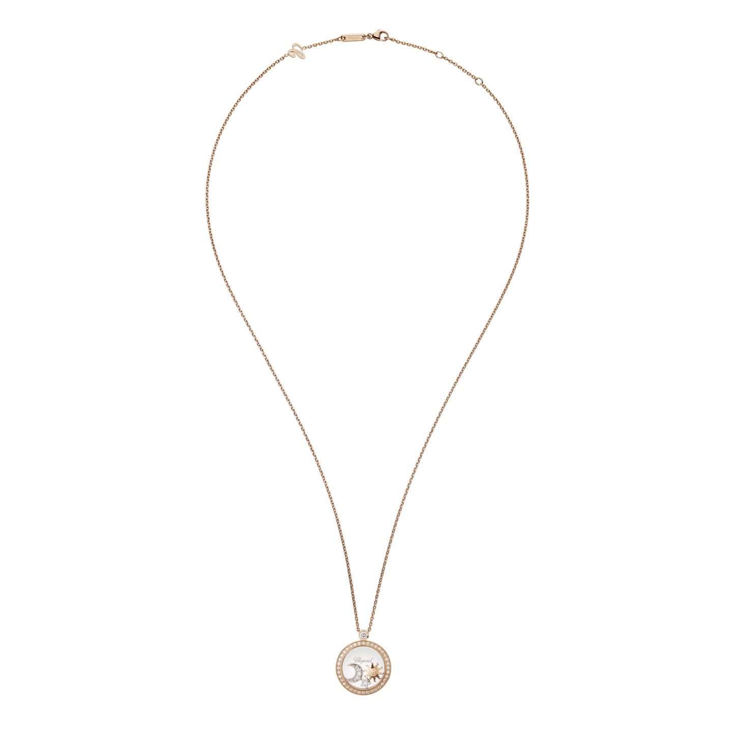 HAPPY SUN, MOON AND STARS PENDANT, ETHICAL ROSE GOLD, DIAMONDS 799434-5401