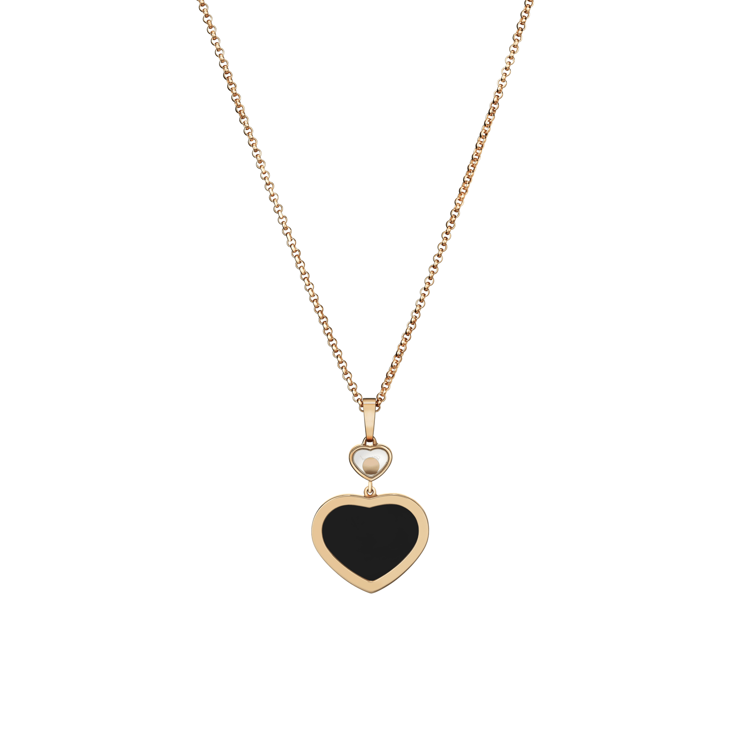 HAPPY HEARTS PENDANT, ETHICAL ROSE GOLD, DIAMONDS, ONYX 79A074-5201