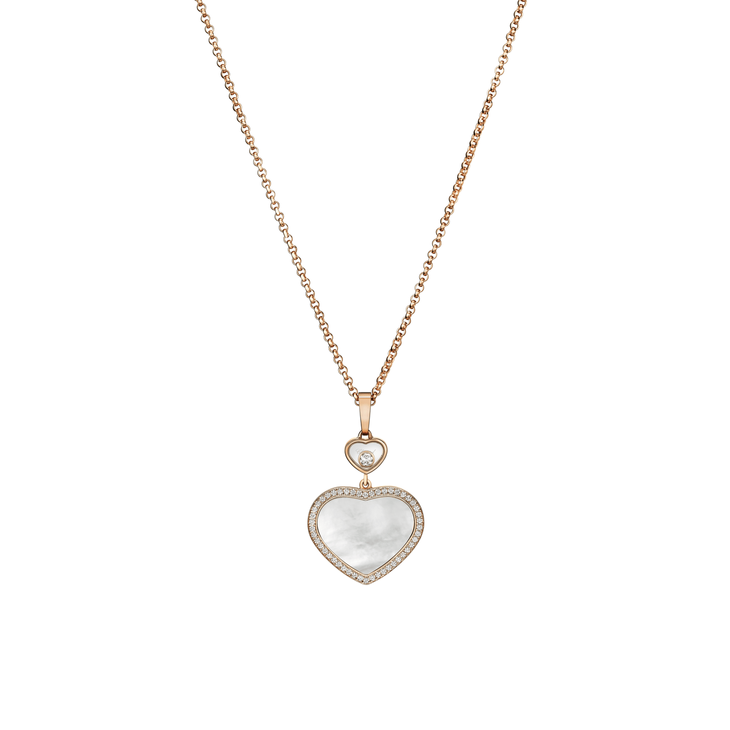 HAPPY HEARTS PENDANT, ETHICAL ROSE GOLD, DIAMONDS, MOTHER-OF-PEARL 79A074-5301