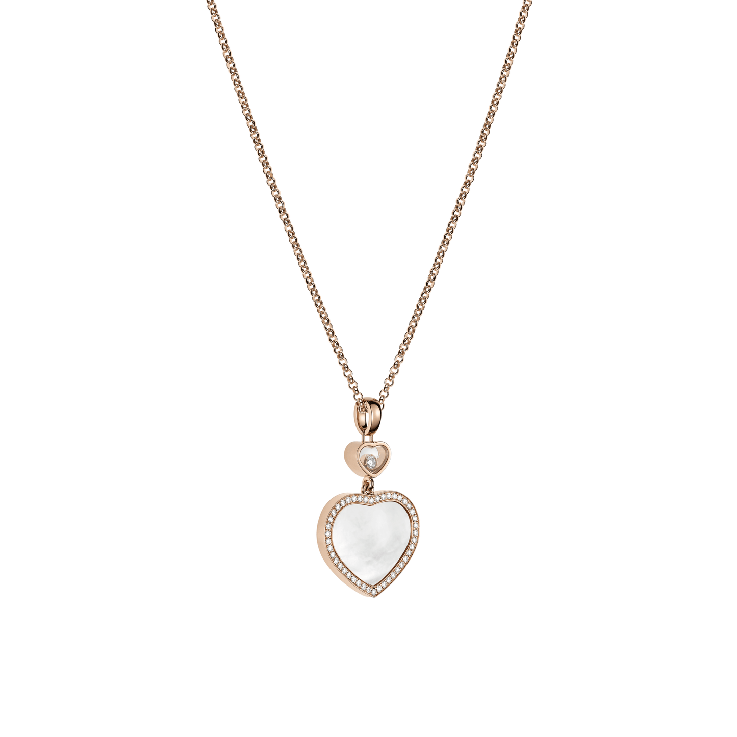 HAPPY HEARTS PENDANT, ETHICAL ROSE GOLD, DIAMONDS, MOTHER-OF-PEARL 79A074-5301
