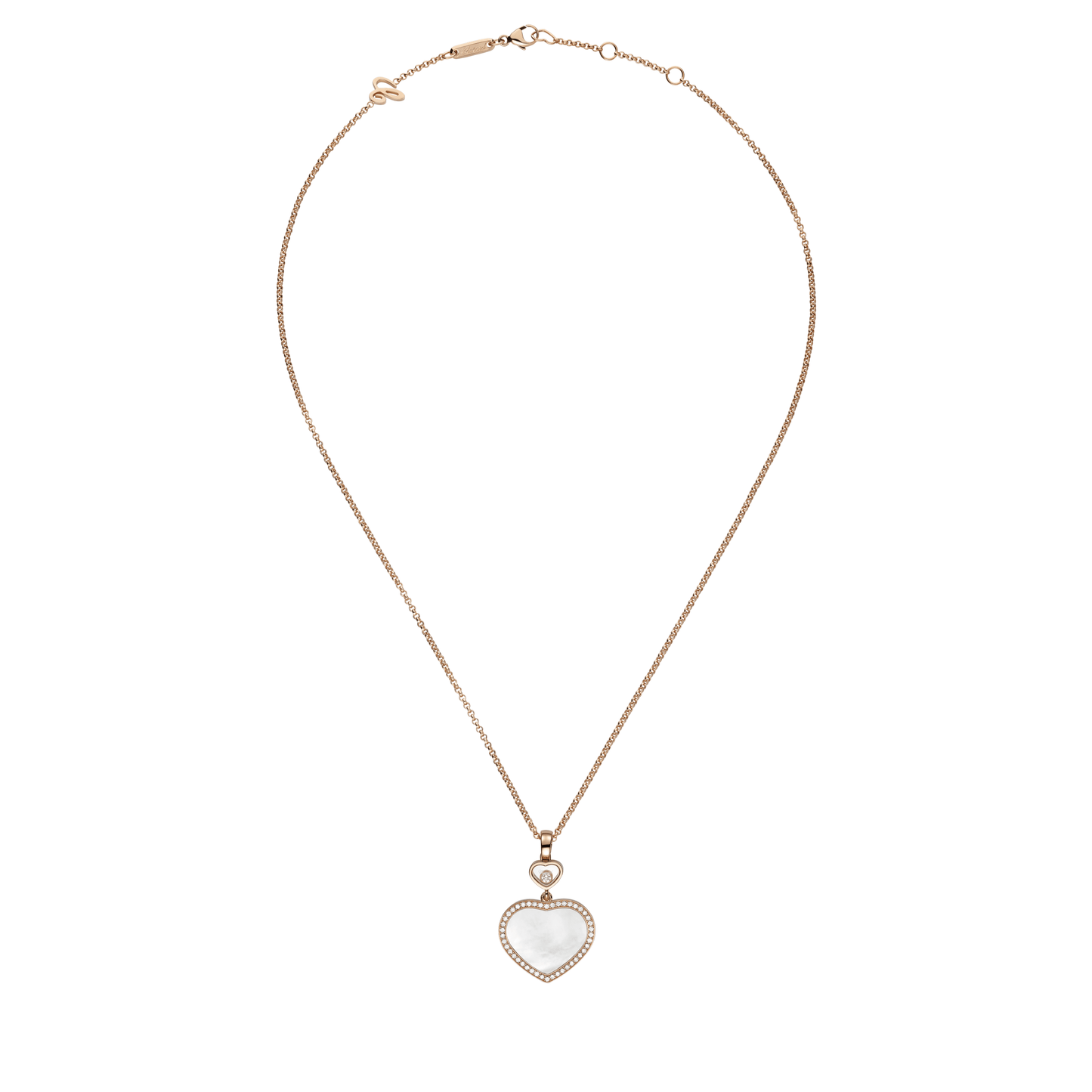 HAPPY HEARTS PENDANT, ETHICAL ROSE GOLD, DIAMONDS, MOTHER-OF-PEARL 79A074-5301