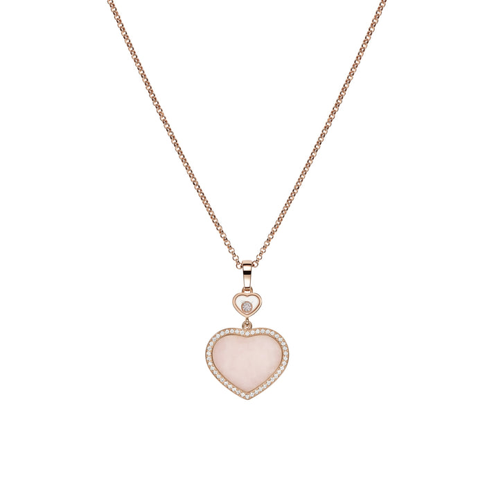 HAPPY HEARTS PENDANT, ETHICAL ROSE GOLD, DIAMONDS, PINK OPAL 79A074-5620