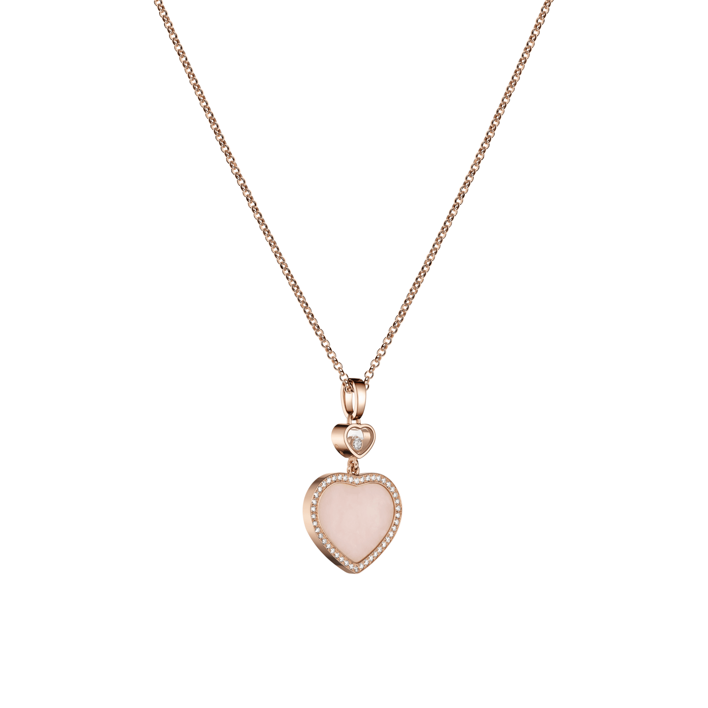 HAPPY HEARTS PENDANT, ETHICAL ROSE GOLD, DIAMONDS, PINK OPAL 79A074-5620