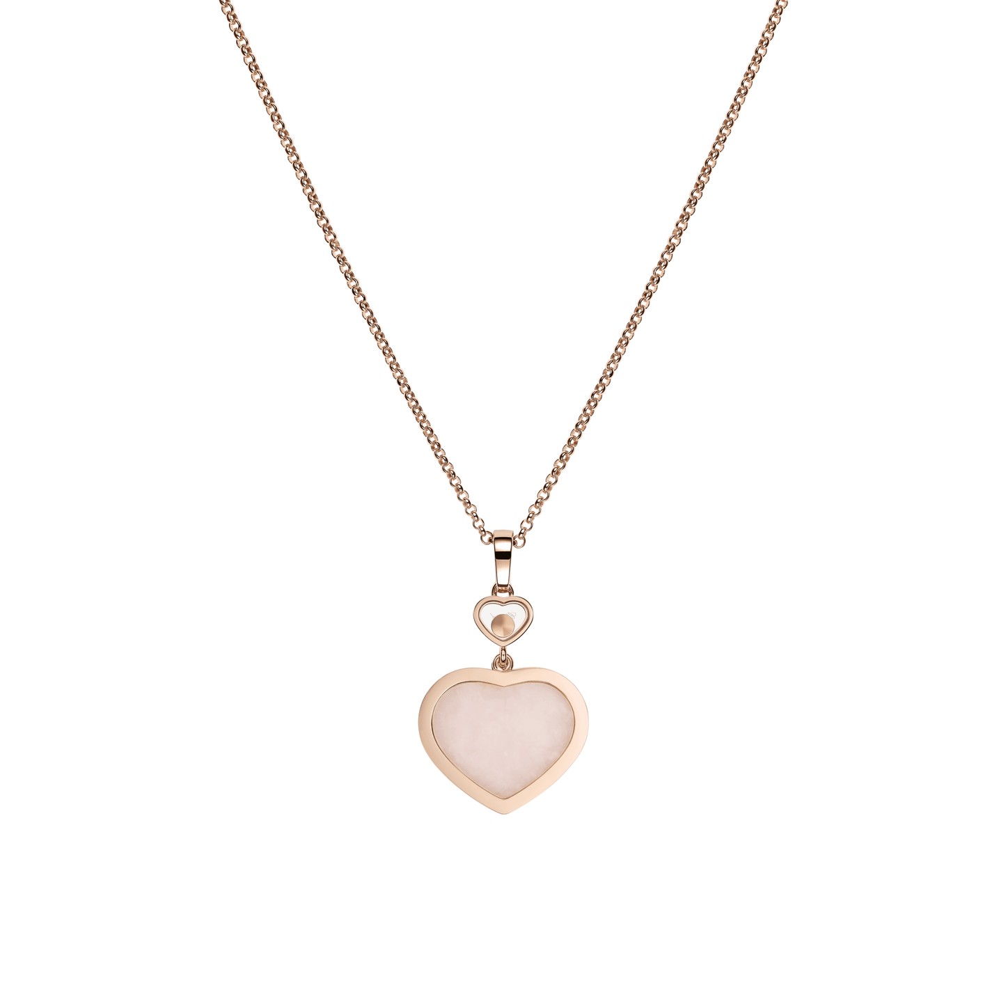 HAPPY HEARTS PENDANT, ETHICAL ROSE GOLD, DIAMONDS, PINK OPAL 79A074-5620