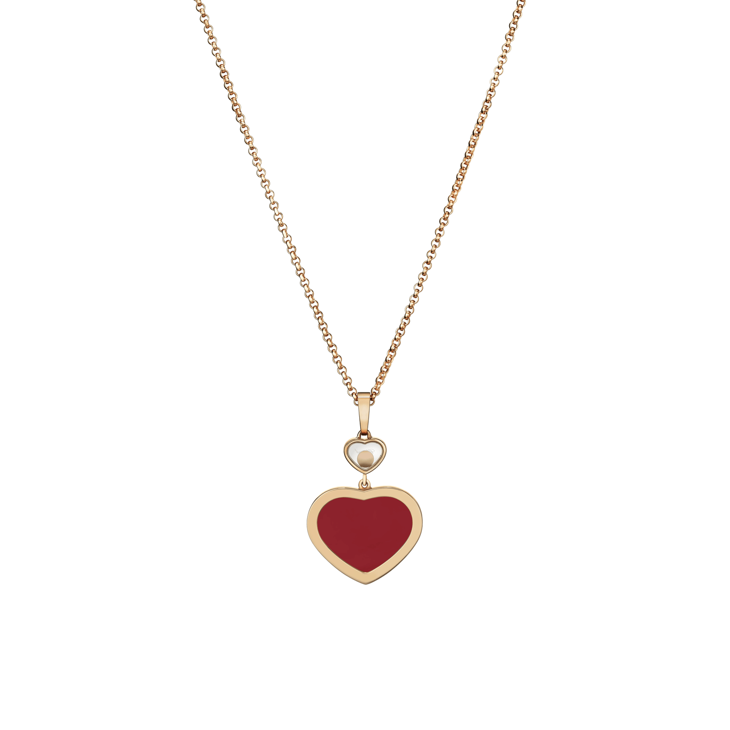 HAPPY HEARTS PENDANT, ETHICAL ROSE GOLD, DIAMOND, RED STONE 79A074-5801