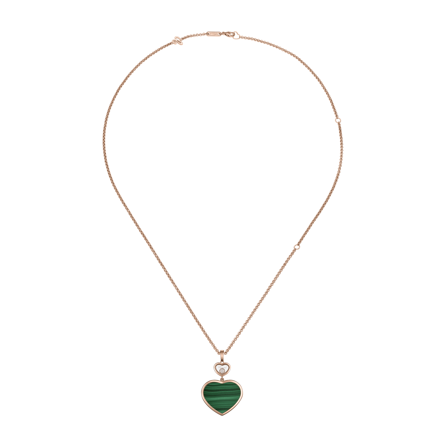 HAPPY HEARTS PENDANT, ETHICAL ROSE GOLD, DIAMOND, MALACHITE 79A075-5151