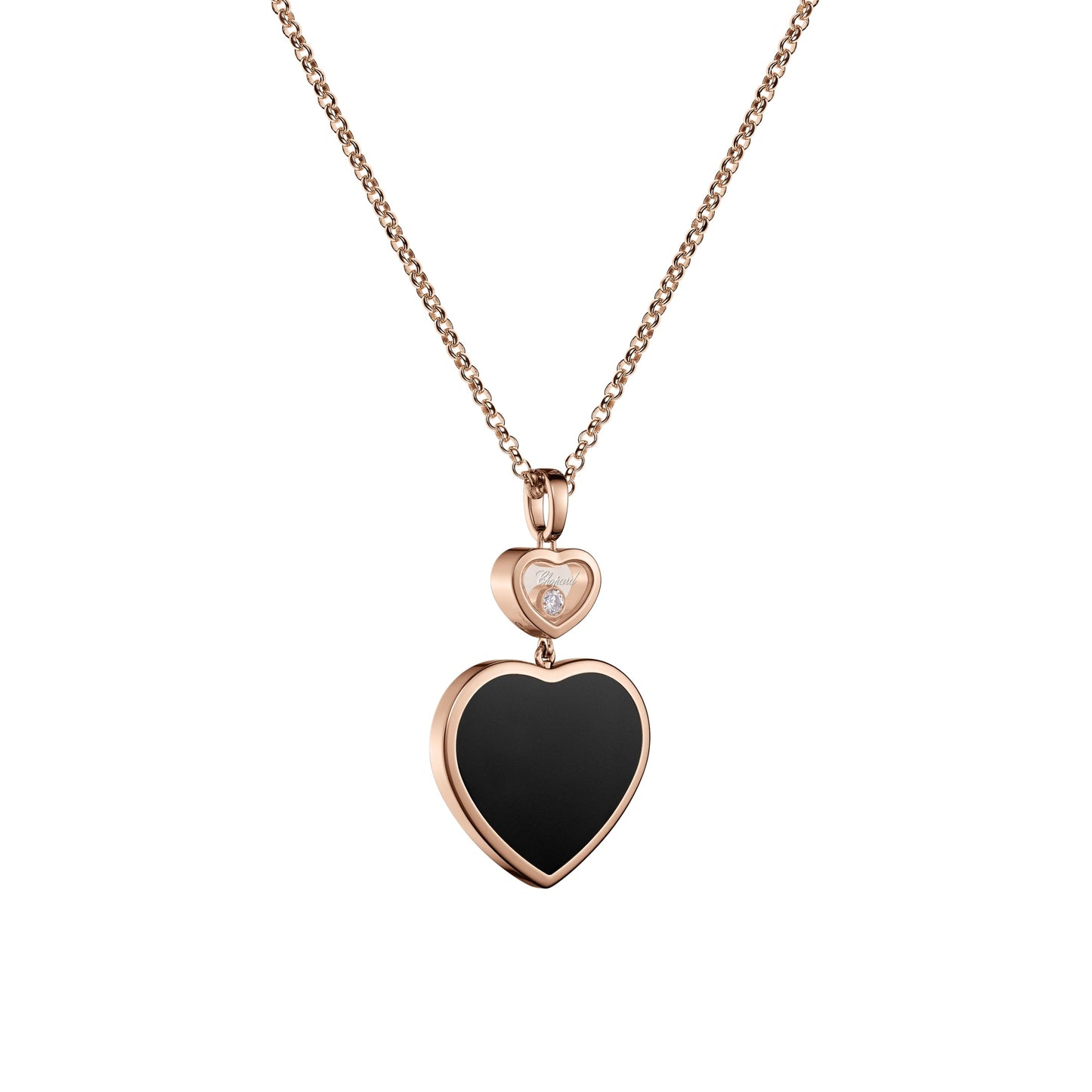 HAPPY HEARTS PENDANT, ETHICAL ROSE GOLD, DIAMOND, ONYX 79A075-5201