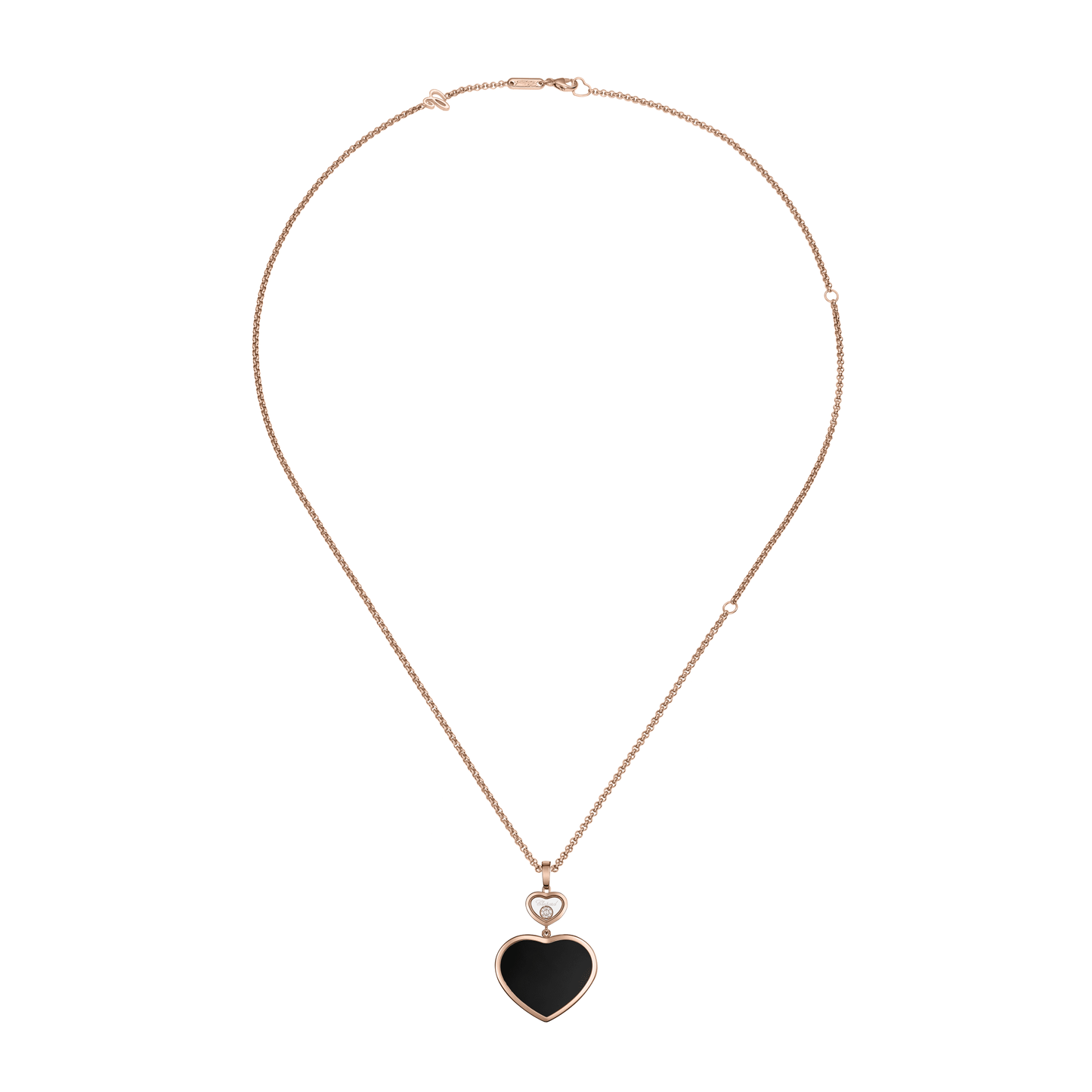 HAPPY HEARTS PENDANT, ETHICAL ROSE GOLD, DIAMOND, ONYX 79A075-5201