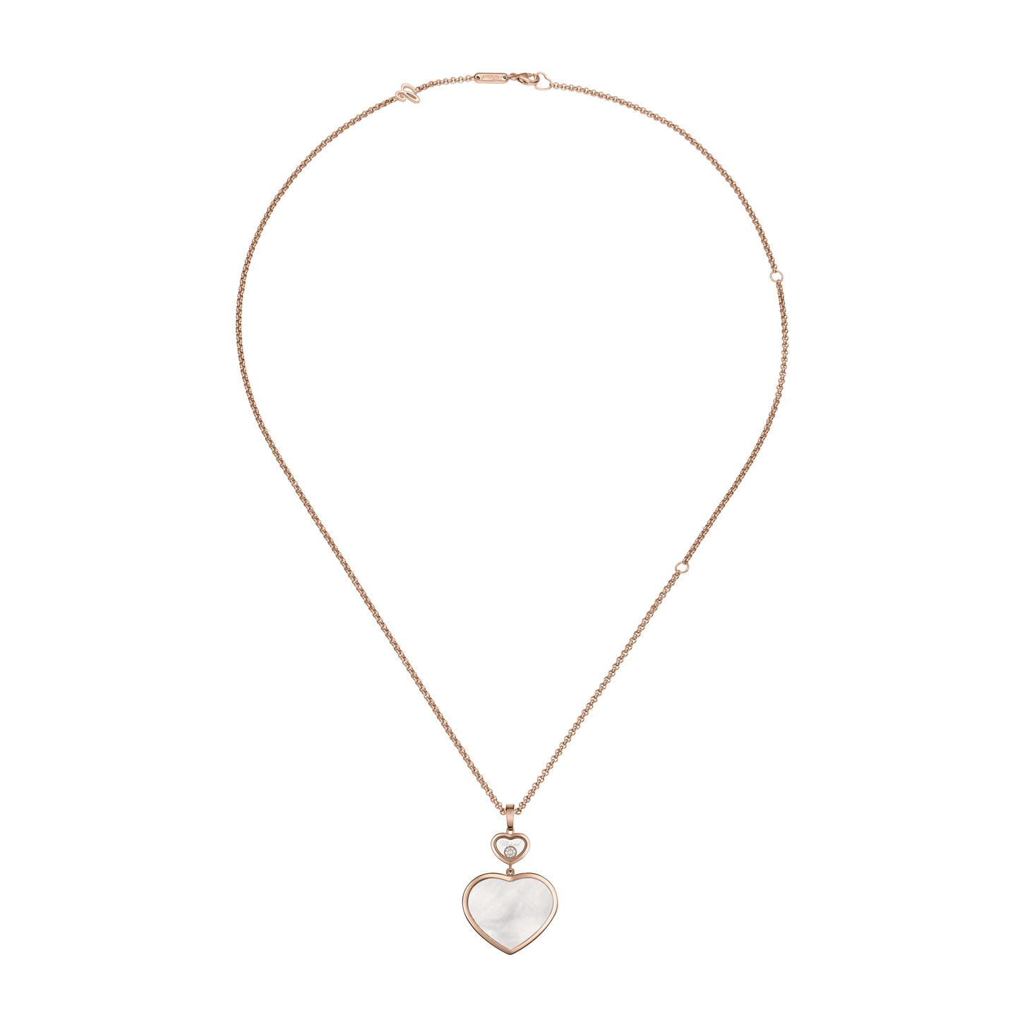 HAPPY HEARTS PENDANT, ETHICAL ROSE GOLD, DIAMOND, MOTHER-OF-PEARL 79A075-5301