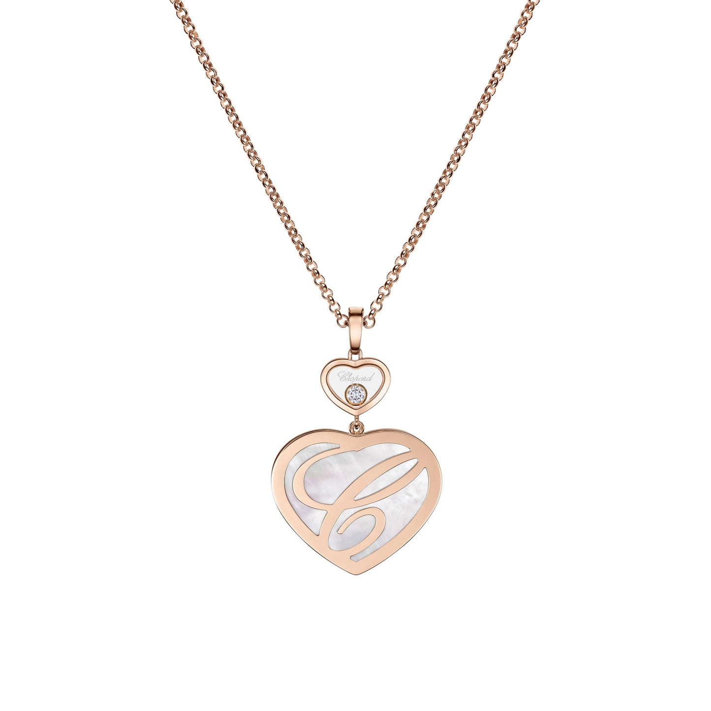 HAPPY HEARTS PENDANT, ETHICAL ROSE GOLD, DIAMOND, MOTHER-OF-PEARL 79A075-5301