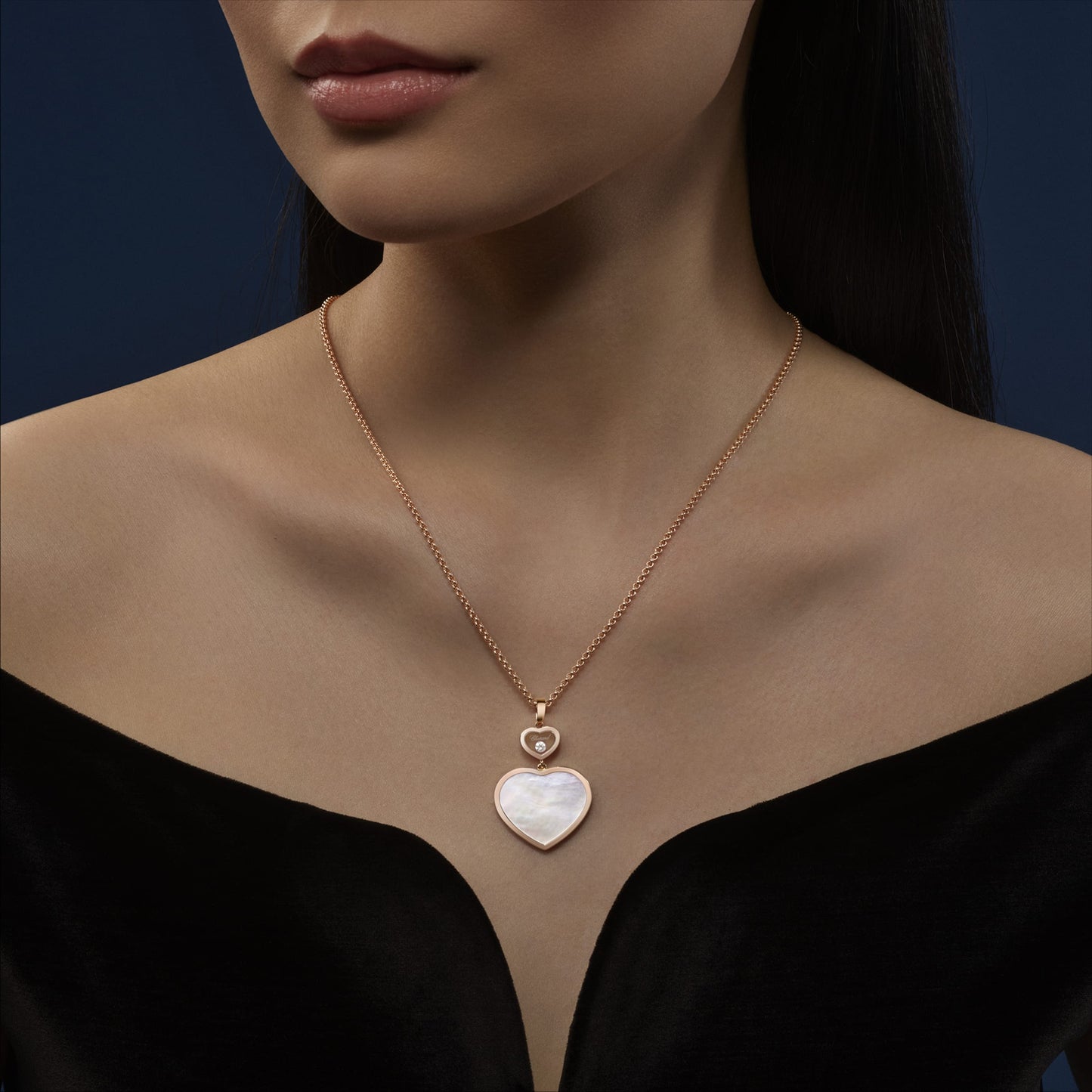 HAPPY HEARTS PENDANT, ETHICAL ROSE GOLD, DIAMOND, MOTHER-OF-PEARL 79A075-5301