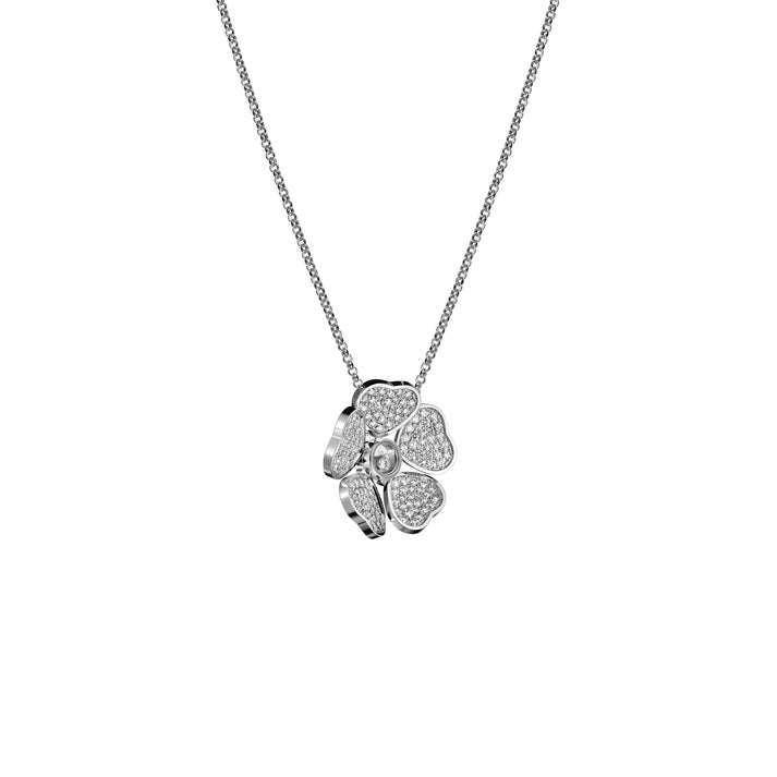 HAPPY HEARTS FLOWERS PENDANT, ETHICAL WHITE GOLD, DIAMONDS 79A085-1901