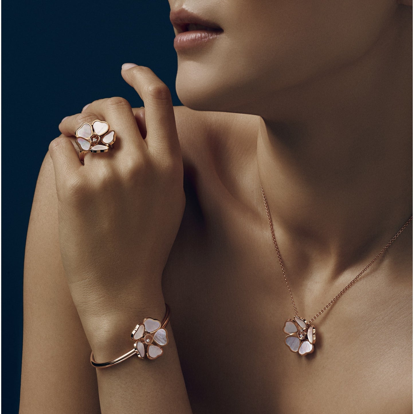 HAPPY HEARTS FLOWERS PENDANT, ETHICAL ROSE GOLD, DIAMOND 79A085-5301