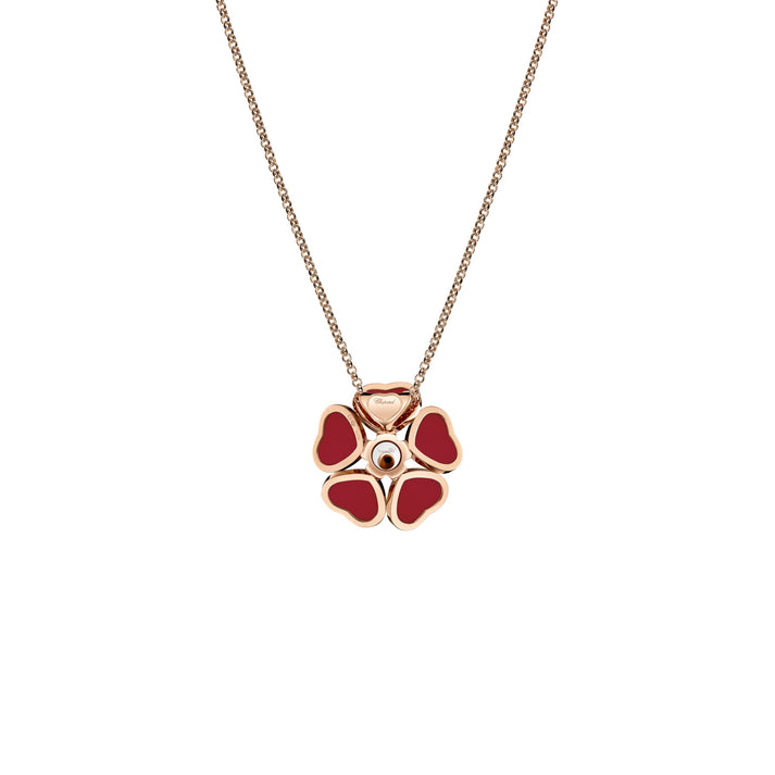 HAPPY HEARTS FLOWERS PENDANT, ETHICAL ROSE GOLD, DIAMOND, RED STONE 79A085-5811