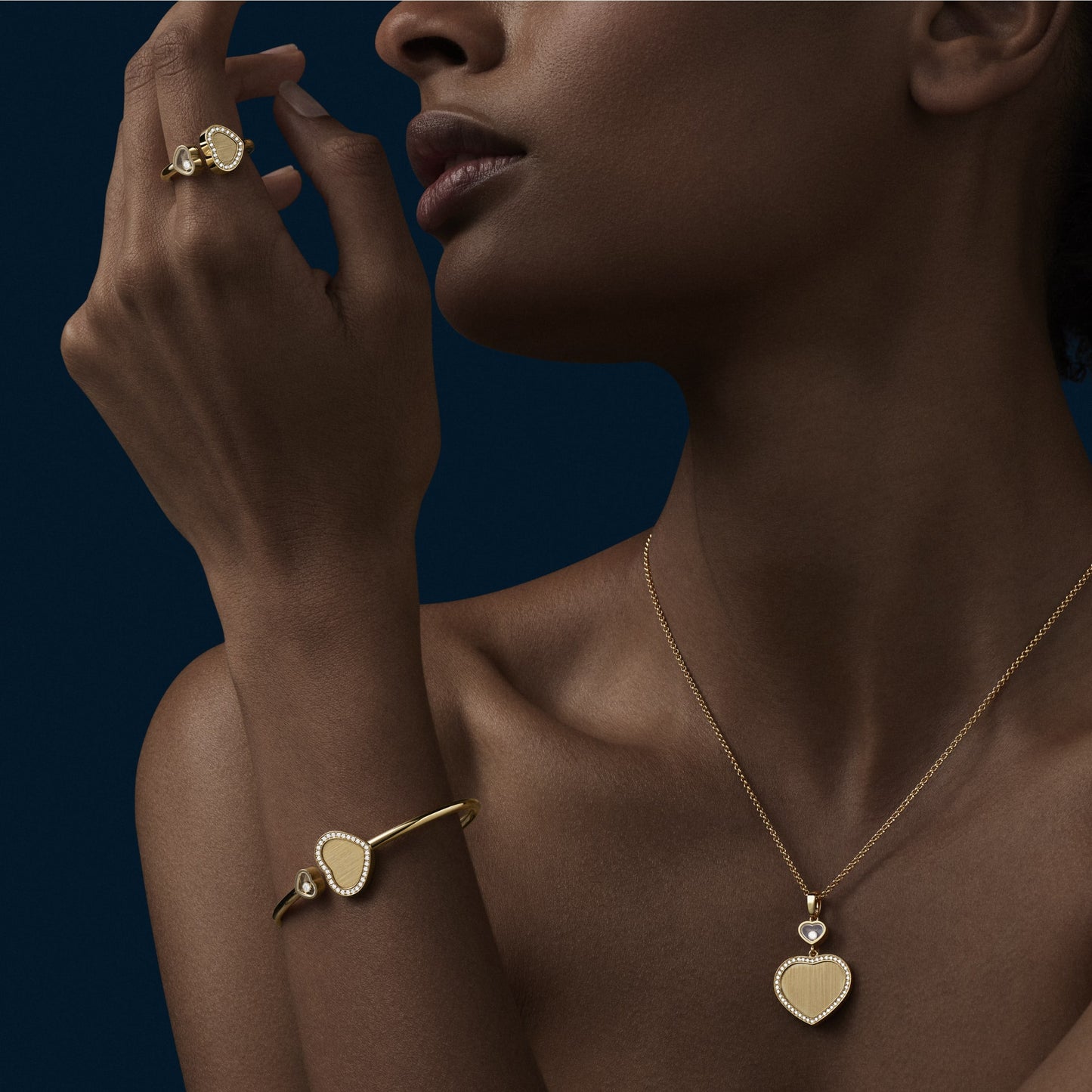 HAPPY HEARTS GOLDEN HEARTS PENDANT, ETHICAL YELLOW GOLD, DIAMONDS 79A107-0921