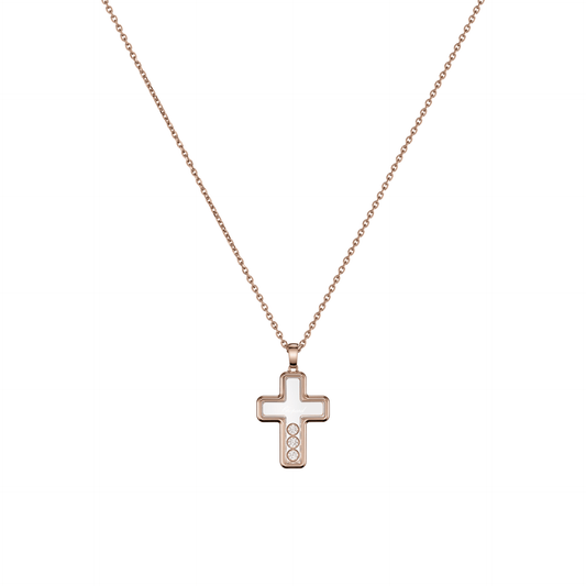HAPPY DIAMONDS CROSS PENDANT, ETHICAL ROSE GOLD, DIAMONDS 79A409-5001
