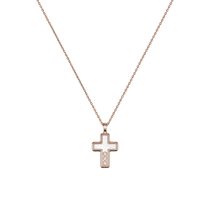 HAPPY DIAMONDS CROSS PENDANT, ETHICAL ROSE GOLD, DIAMONDS 79A409-5001