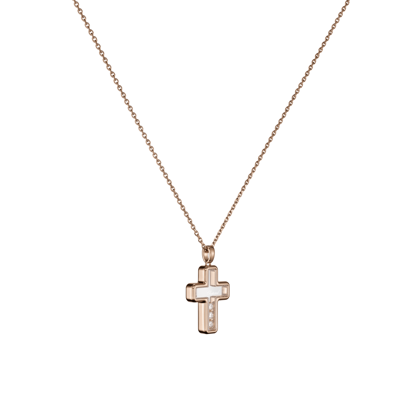 HAPPY DIAMONDS CROSS PENDANT, ETHICAL ROSE GOLD, DIAMONDS 79A409-5001