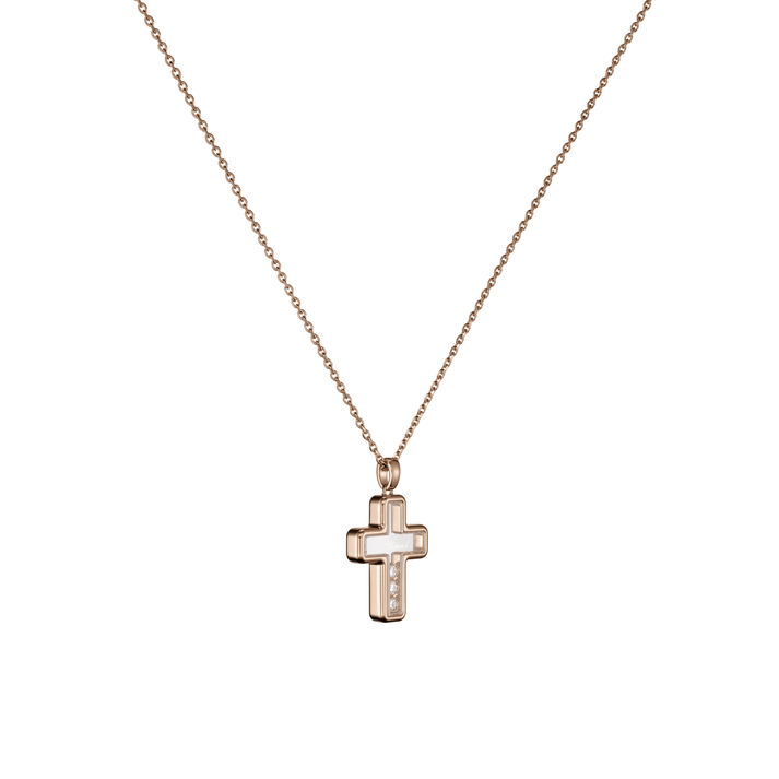HAPPY DIAMONDS CROSS PENDANT, ETHICAL ROSE GOLD, DIAMONDS 79A409-5001