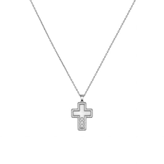 HAPPY DIAMONDS CROSS PENDANT, ETHICAL WHITE GOLD, DIAMONDS 79A410-1001