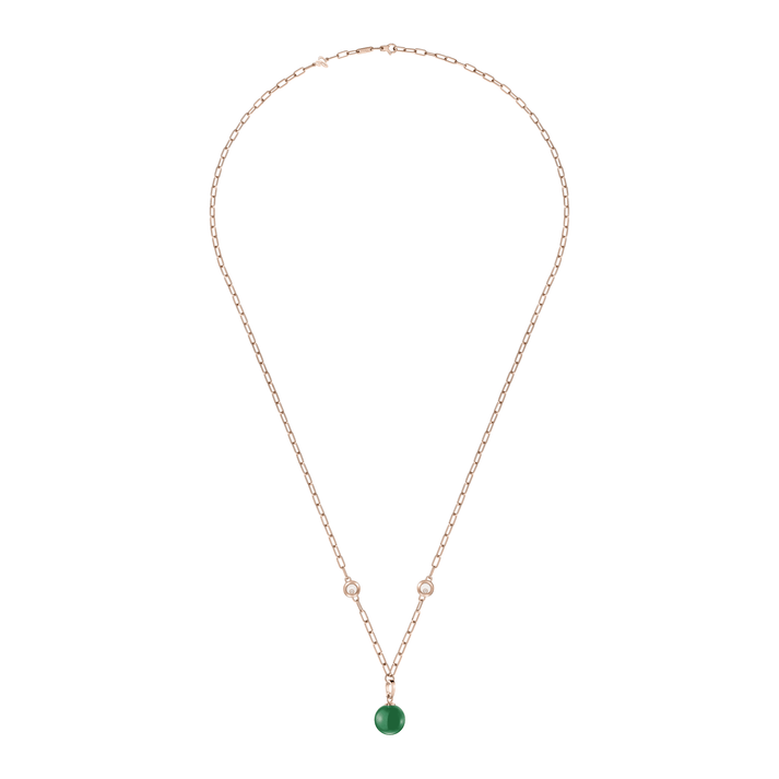 HAPPY DIAMONDS PLANET NECKLACE, ETHICAL ROSE GOLD, DIAMONDS, GREEN AGATE 79A619-5101