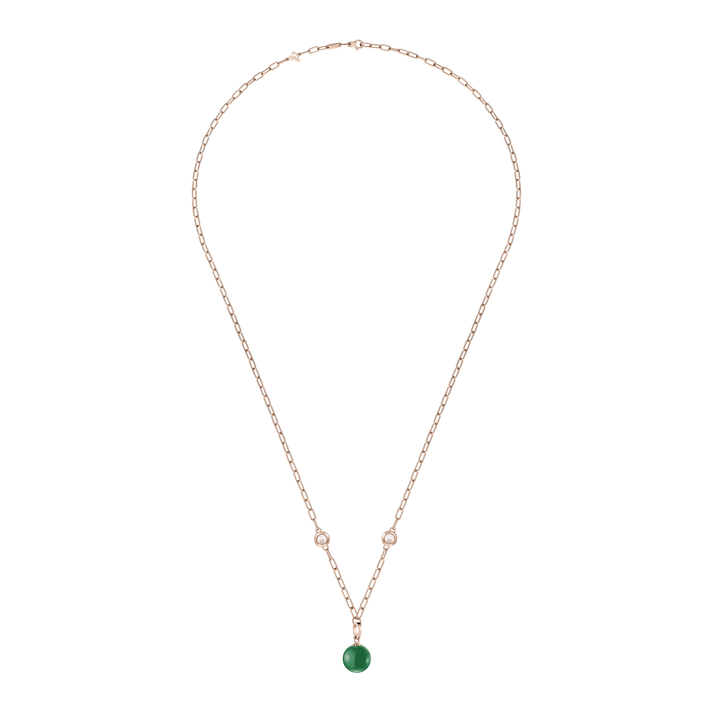 HAPPY DIAMONDS PLANET NECKLACE, ETHICAL ROSE GOLD, DIAMONDS, GREEN AGATE 79A619-5101