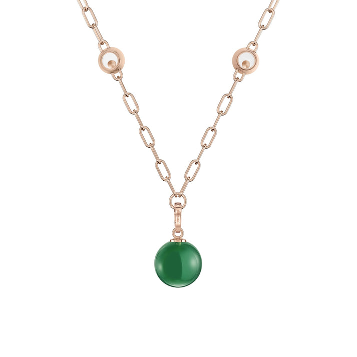 HAPPY DIAMONDS PLANET NECKLACE, ETHICAL ROSE GOLD, DIAMONDS, GREEN AGATE 79A619-5101