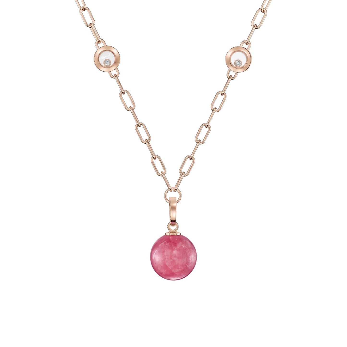HAPPY DIAMONDS PLANET NECKLACE, ETHICAL ROSE GOLD, DIAMONDS, RHODOCHROSITE 79A619-5701
