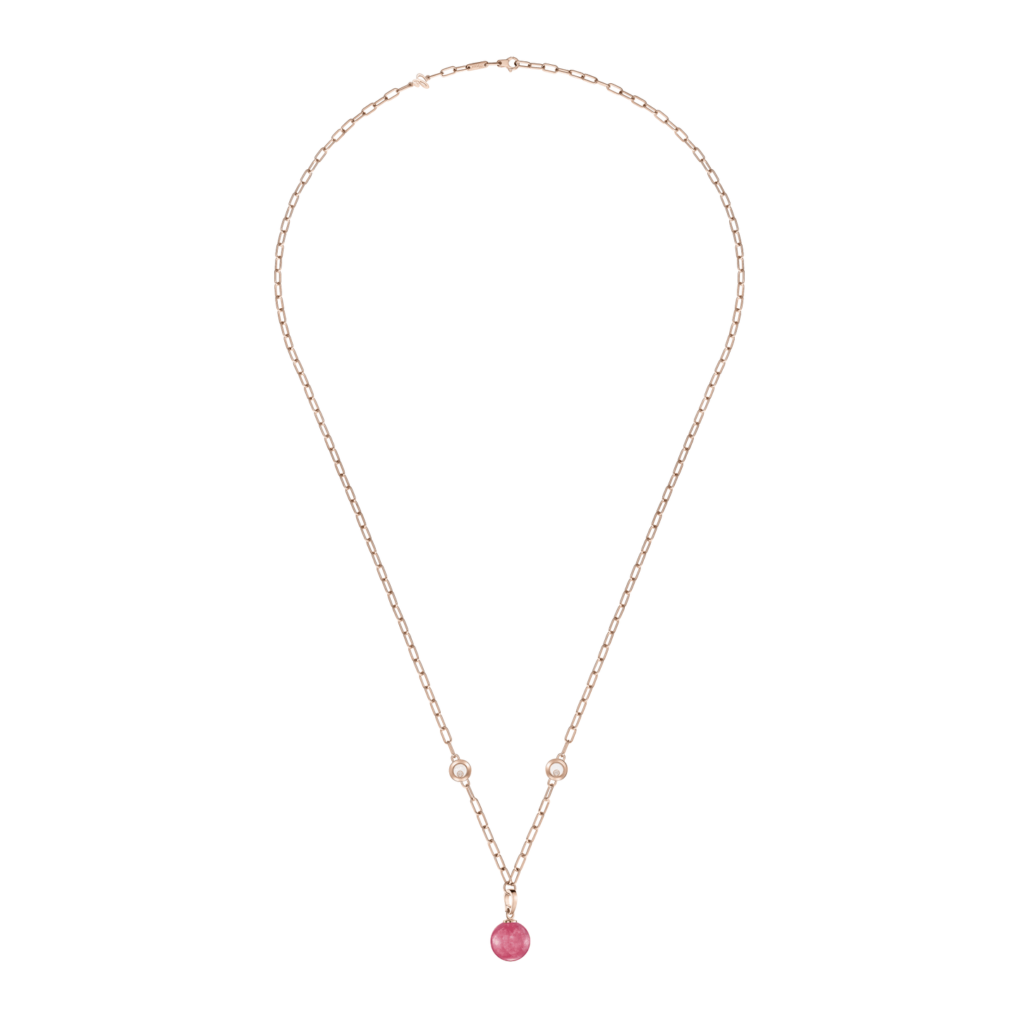 HAPPY DIAMONDS PLANET NECKLACE, ETHICAL ROSE GOLD, DIAMONDS, RHODOCHROSITE 79A619-5701