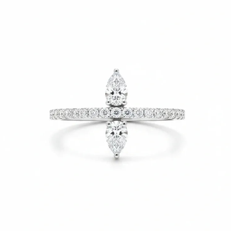 Dual Pear Diamond Ring White Gold