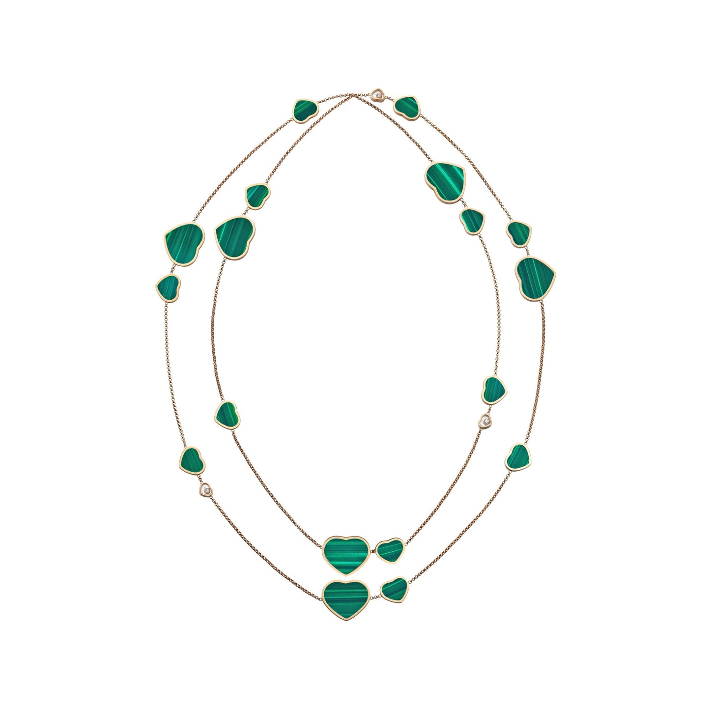 HAPPY HEARTS SAUTOIR NECKLACE, ETHICAL ROSE GOLD, DIAMONDS, MALACHITE 817482-5103