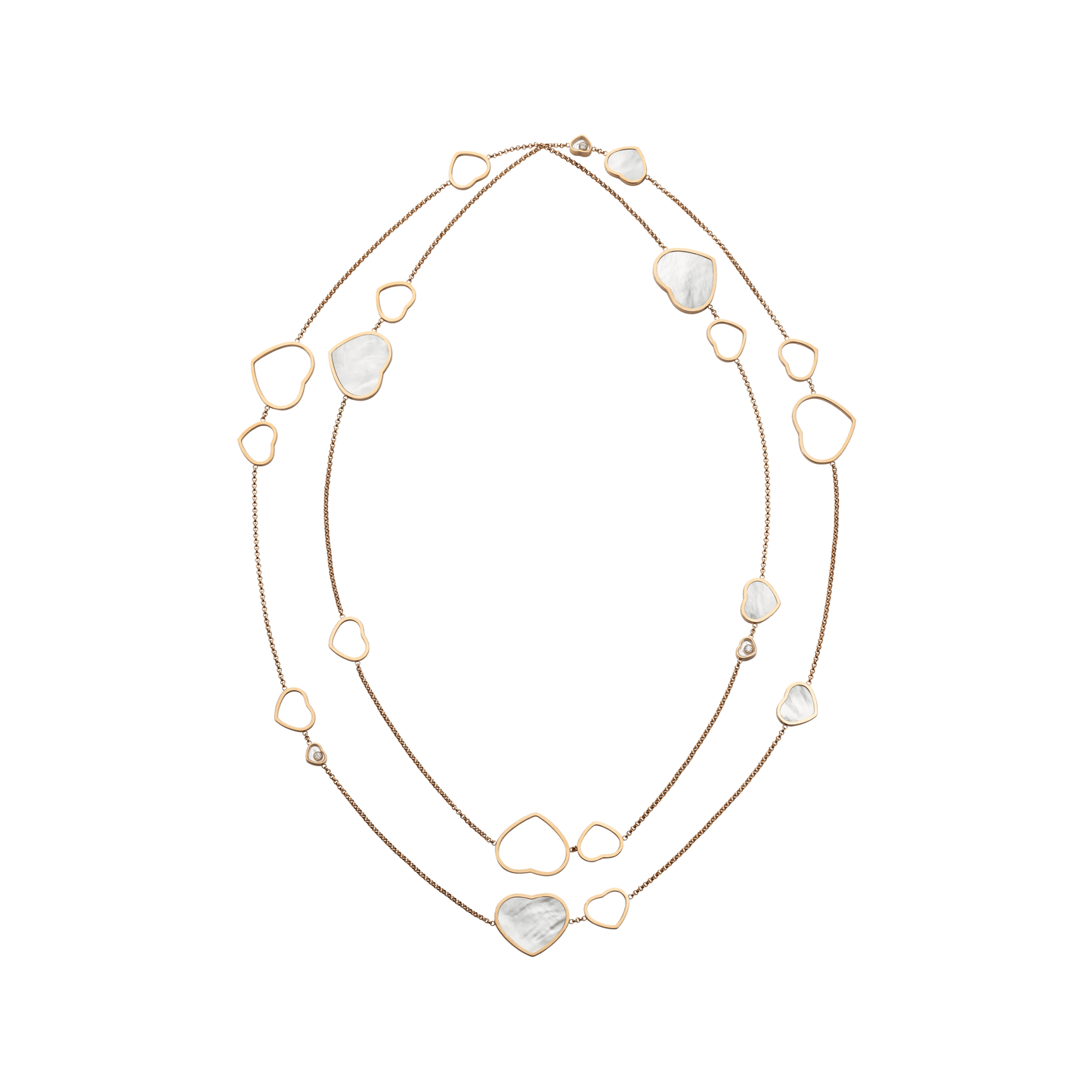 HAPPY HEARTS SAUTOIR NECKLACE, ETHICAL ROSE GOLD, DIAMONDS, MOTHER-OF-PEARL 817482-5301