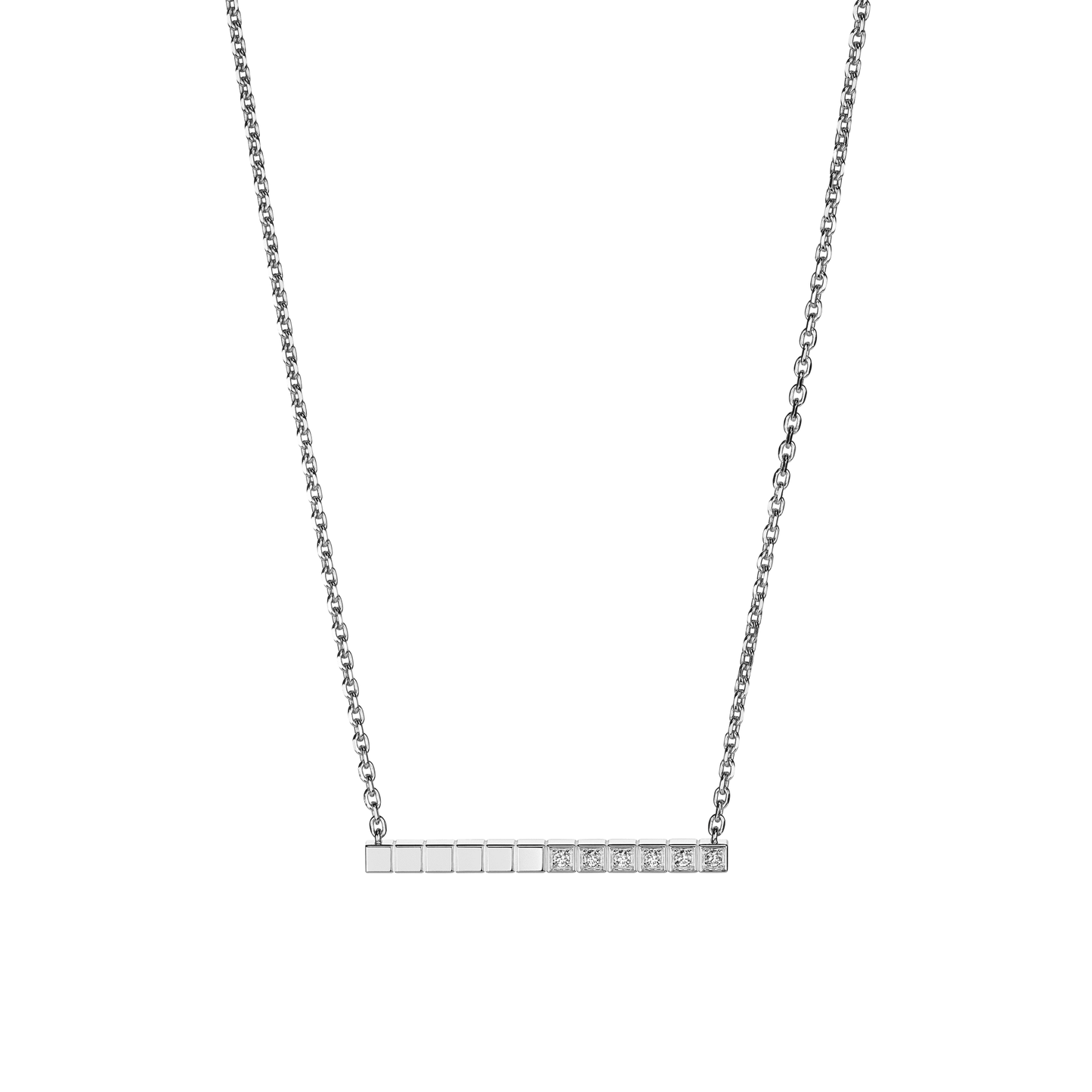 ICE CUBE NECKLACE, ETHICAL WHITE GOLD, HALF-SET DIAMONDS 817702-1002