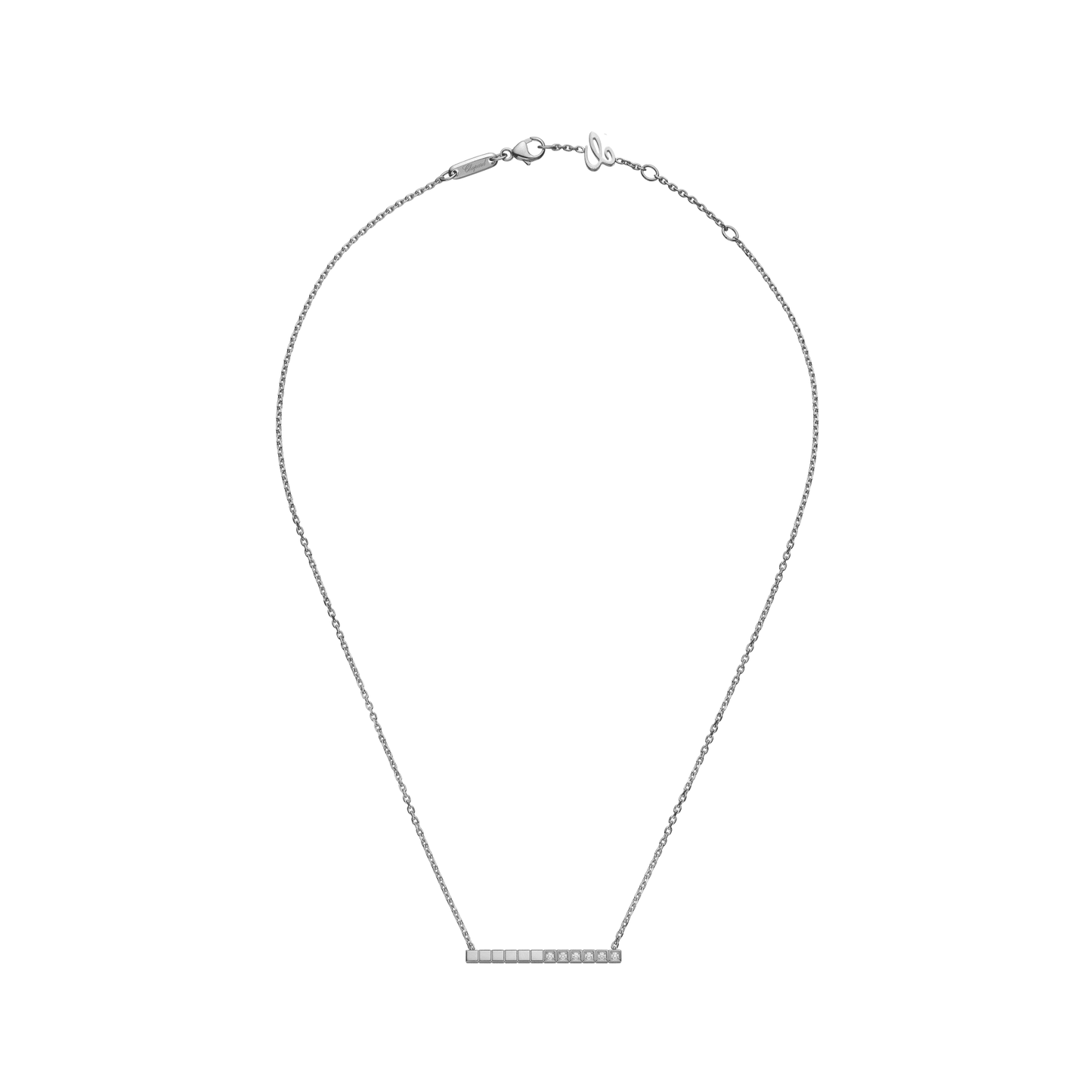 ICE CUBE NECKLACE, ETHICAL WHITE GOLD, HALF-SET DIAMONDS 817702-1002