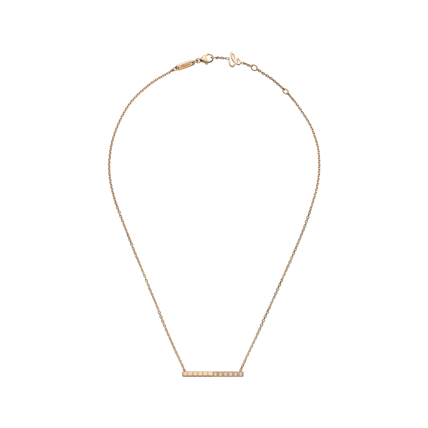 ICE CUBE NECKLACE, ETHICAL ROSE GOLD, HALF-SET DIAMONDS 817702-5002