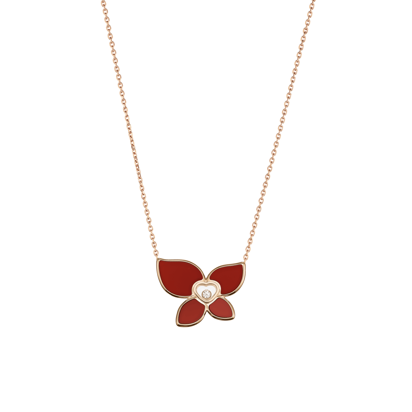 HAPPY BUTTERFLY X MARIAH CAREY NECKLACE, ETHICAL ROSE GOLD, DIAMOND, CARNELIAN 818599-5001