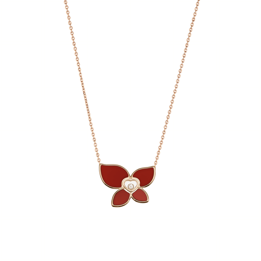 HAPPY BUTTERFLY X MARIAH CAREY NECKLACE, ETHICAL ROSE GOLD, DIAMOND, CARNELIAN 818599-5001
