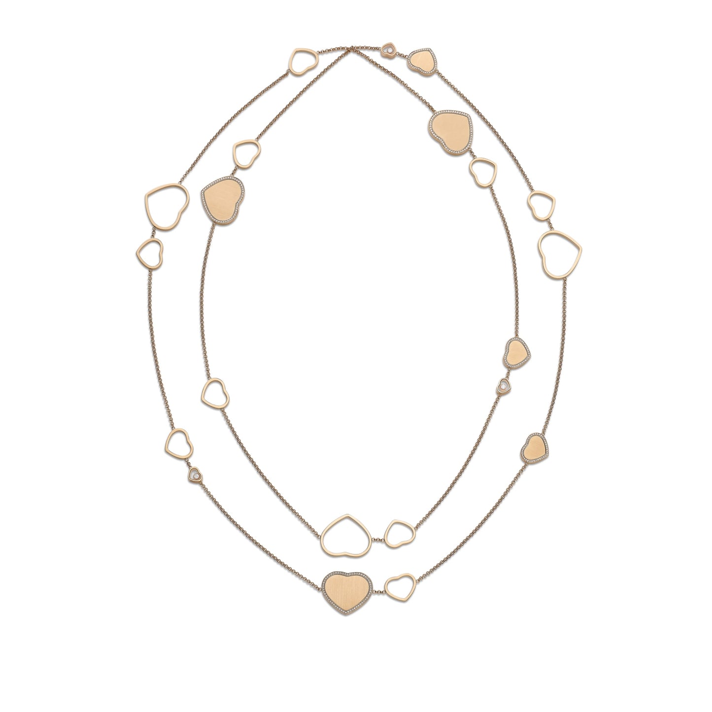 HAPPY HEARTS GOLDEN HEARTS SAUTOIR NECKLACE, ETHICAL ROSE GOLD, DIAMONDS 81A007-5921
