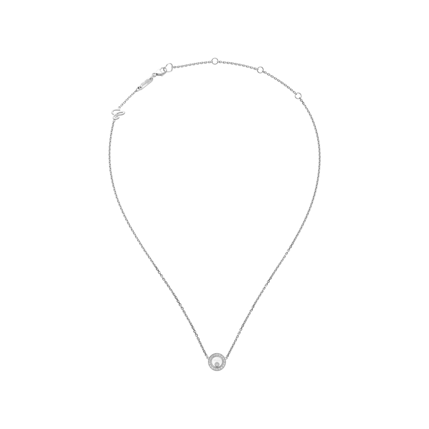 HAPPY DIAMONDS ICONS NECKLACE, ETHICAL WHITE GOLD, DIAMONDS 81A017-1201