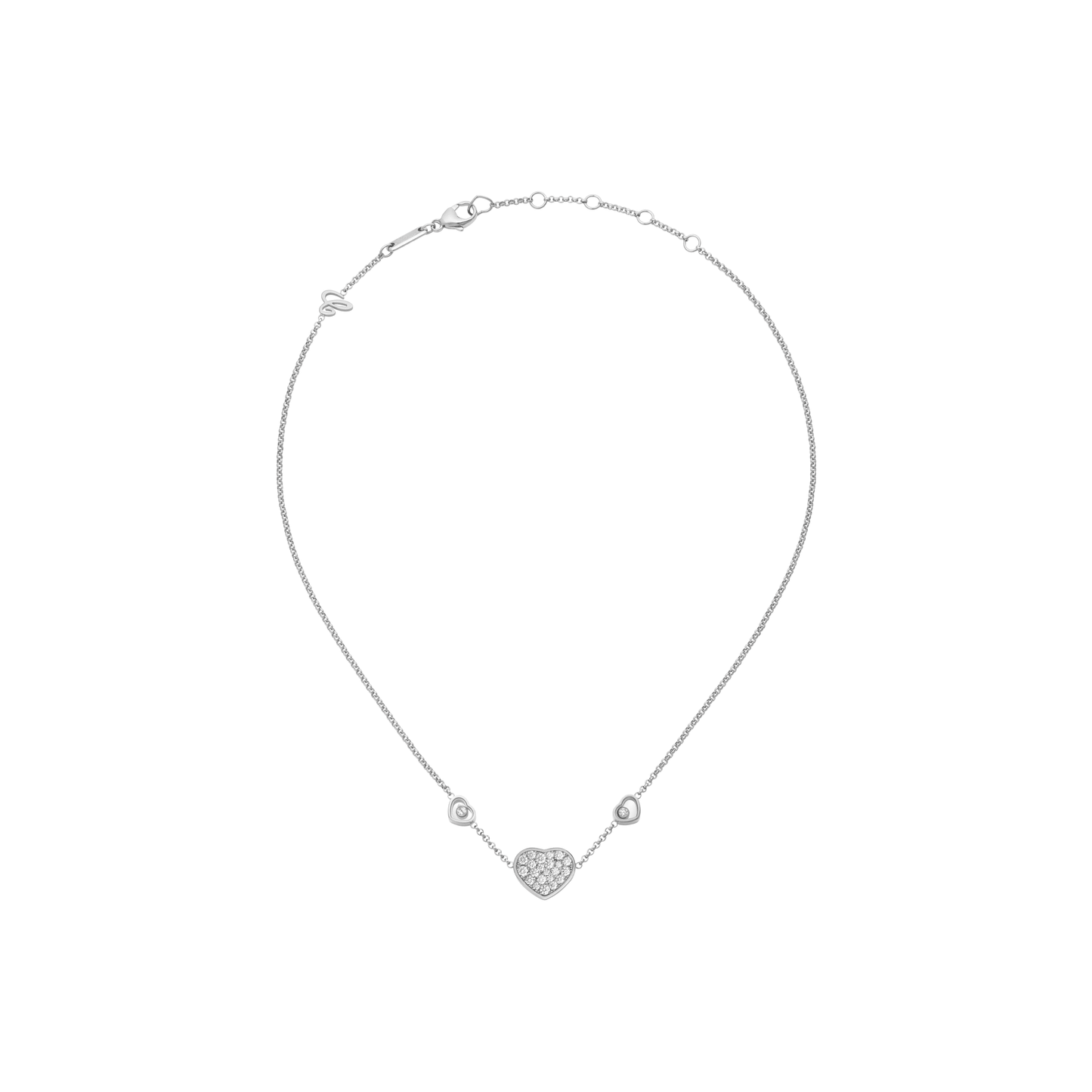 HAPPY HEARTS NECKLACE, ETHICAL WHITE GOLD, DIAMONDS 81A082-1009