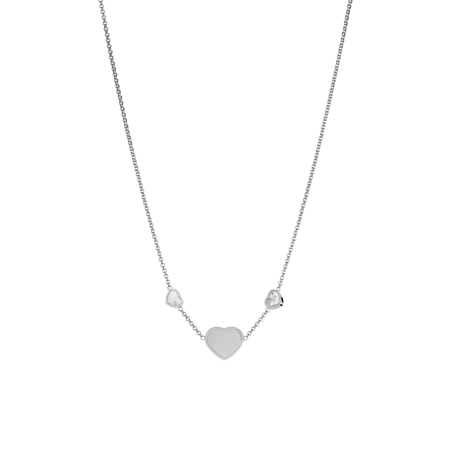 HAPPY HEARTS NECKLACE, ETHICAL WHITE GOLD, DIAMONDS 81A082-1009