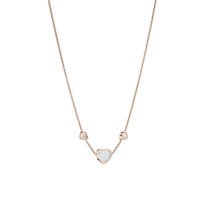 HAPPY HEARTS NECKLACE, ETHICAL ROSE GOLD, DIAMONDS, MOTHER-OF-PEARL 81A082-5301