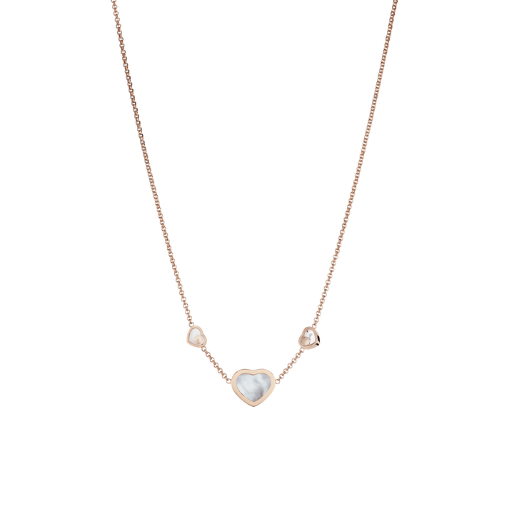HAPPY HEARTS NECKLACE, ETHICAL ROSE GOLD, DIAMONDS, MOTHER-OF-PEARL 81A082-5301