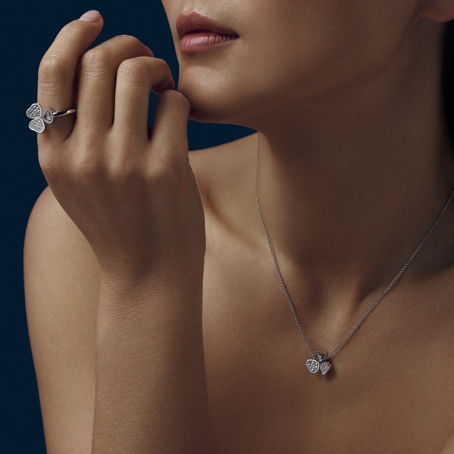 HAPPY HEARTS WINGS NECKLACE, ETHICAL WHITE GOLD, DIAMONDS 81A083-1911